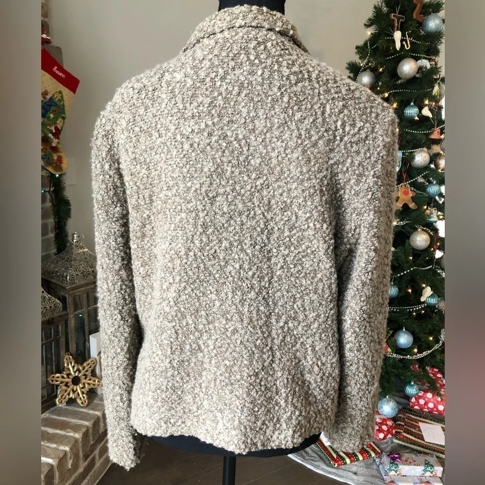 Elliott Lauren Wool Blend Tan Blazer Jacket Button Closure M Designer Neutrals - Picture 11 of 12